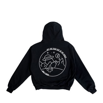 GET OUT OF MY SPACE BLACK BOXY HOODIE