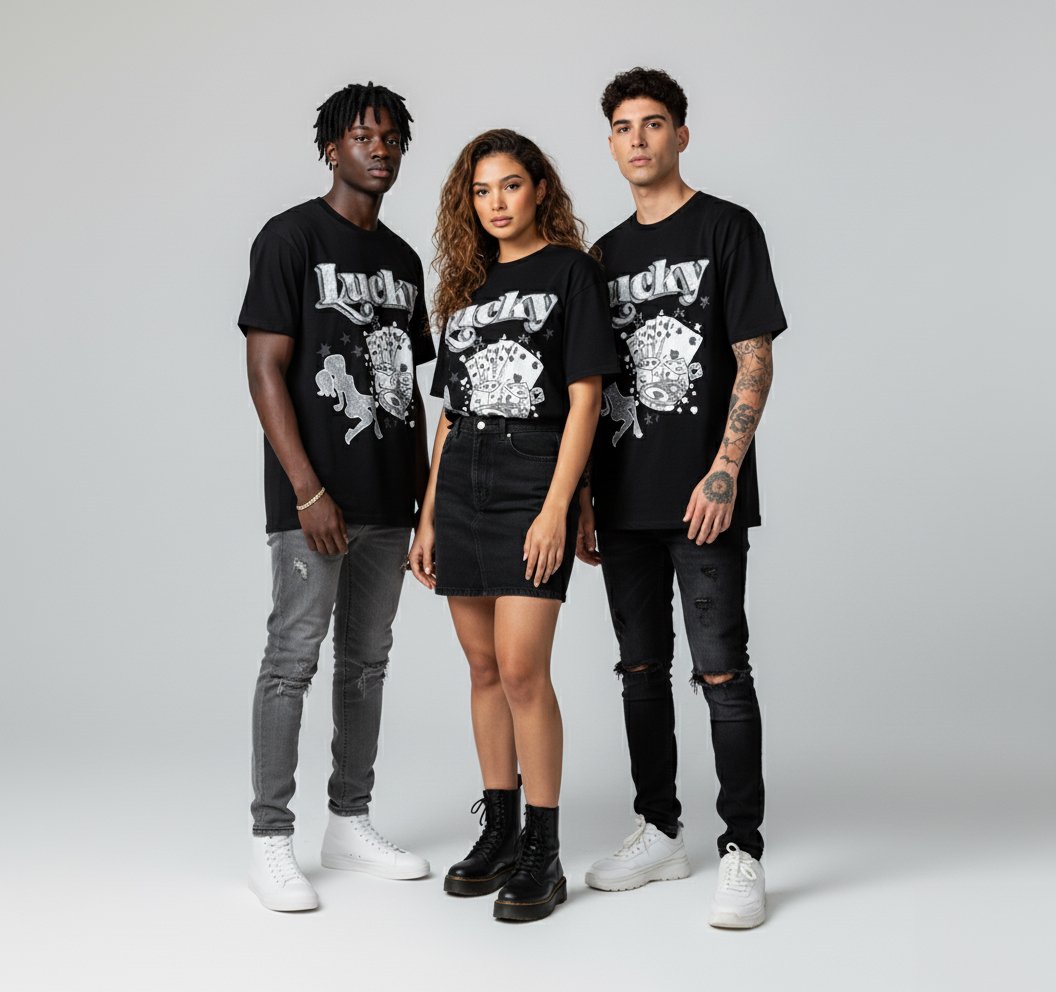 LUCKY BLACK TEE - obrazek 2